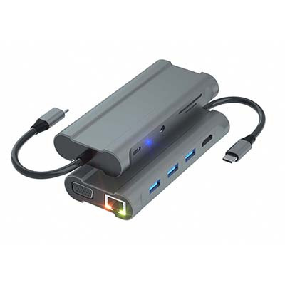 T1001 TYPE-C TO PD+SD/TF+USB3.0*3+RJ45+HDMI+VGA+耳機(jī)3.5mm
