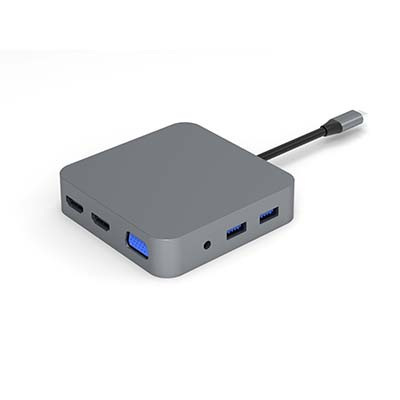 T1109 TYPE-C TO PD+SD/TF+USB3.0*3+RJ45+HDMI*2+VGA+耳機3.5mm